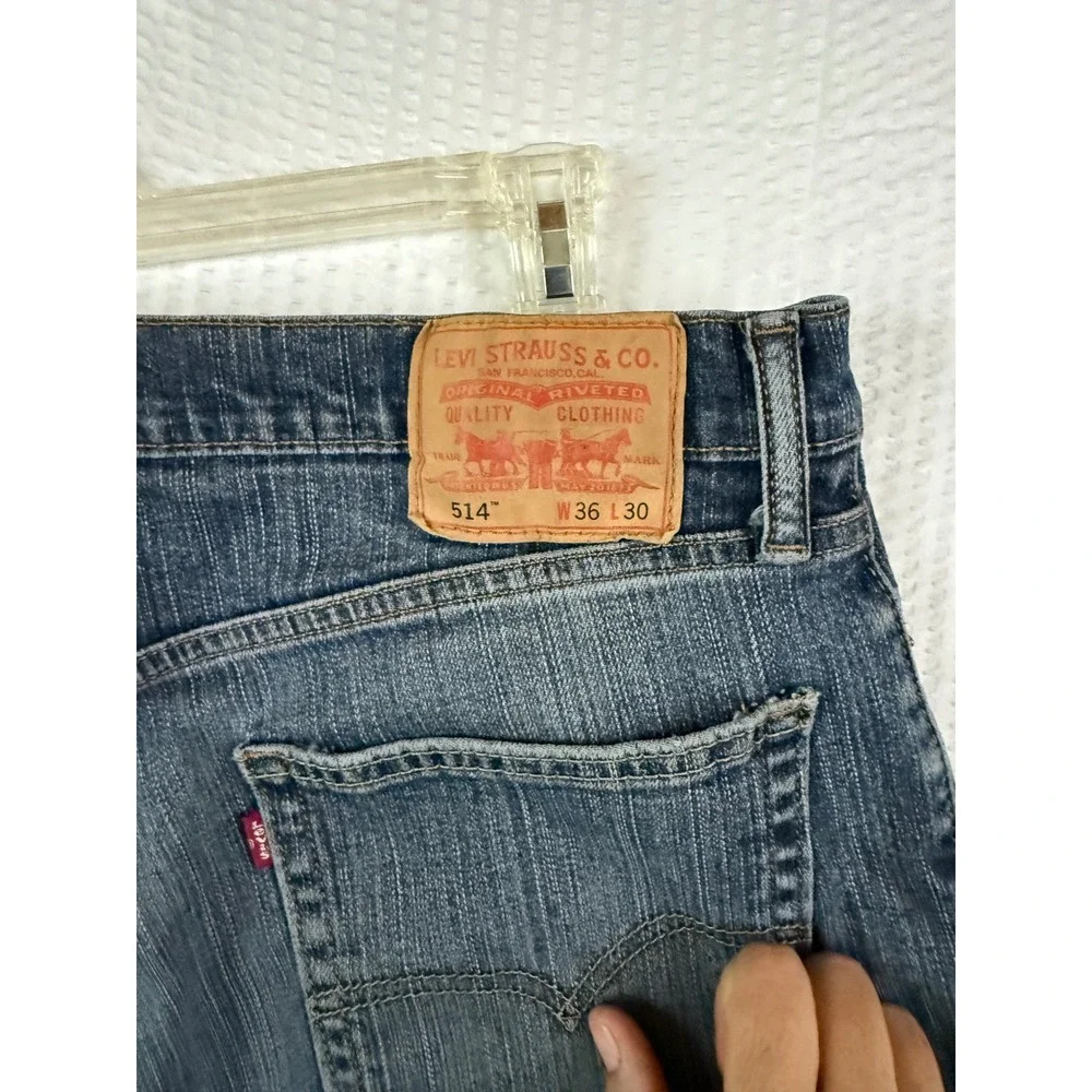 Levis 514 Slim Straight Jeans Mens 36x30 Medium Wash Blue Denim Pants